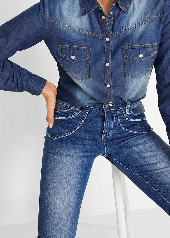 Džíny Straight Mid Waist, cropped, bonprix