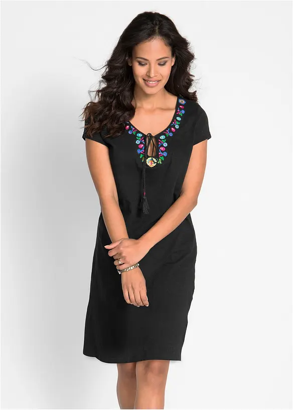 Žerzejové šaty z žíhané příze, z čisté bavlny, bonprix