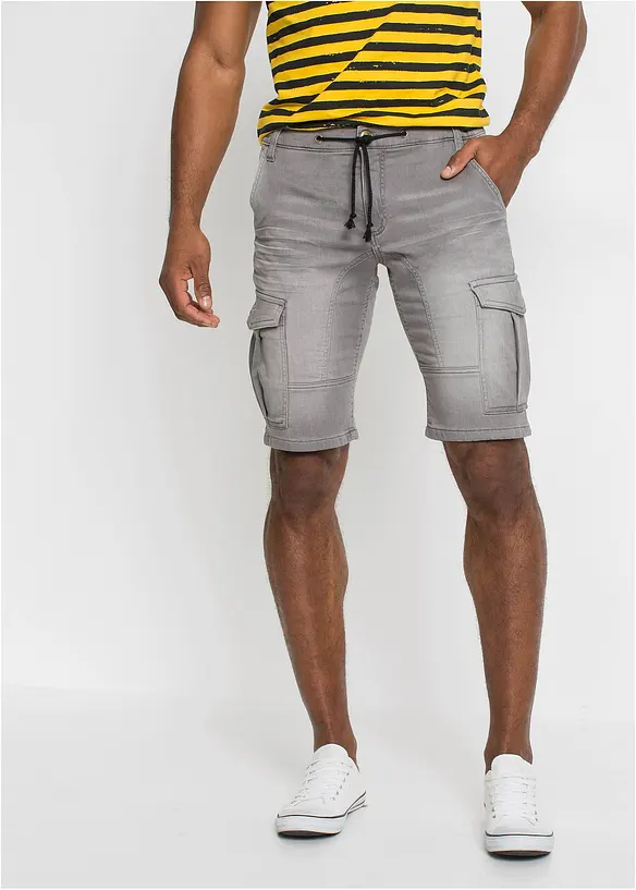 Džínové bermudy z teplákoviny, Regular Fit, bonprix