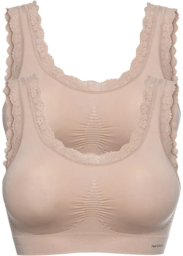 Bezešvý podprsenkový top Feel Comfort (2 ks v balení), bonprix