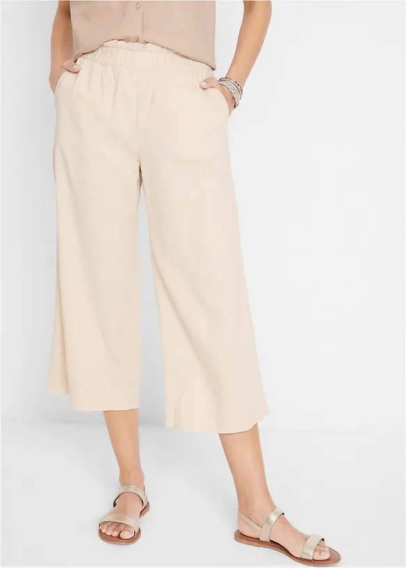 Lněné kalhoty Culotte, délka po lýtka, bonprix