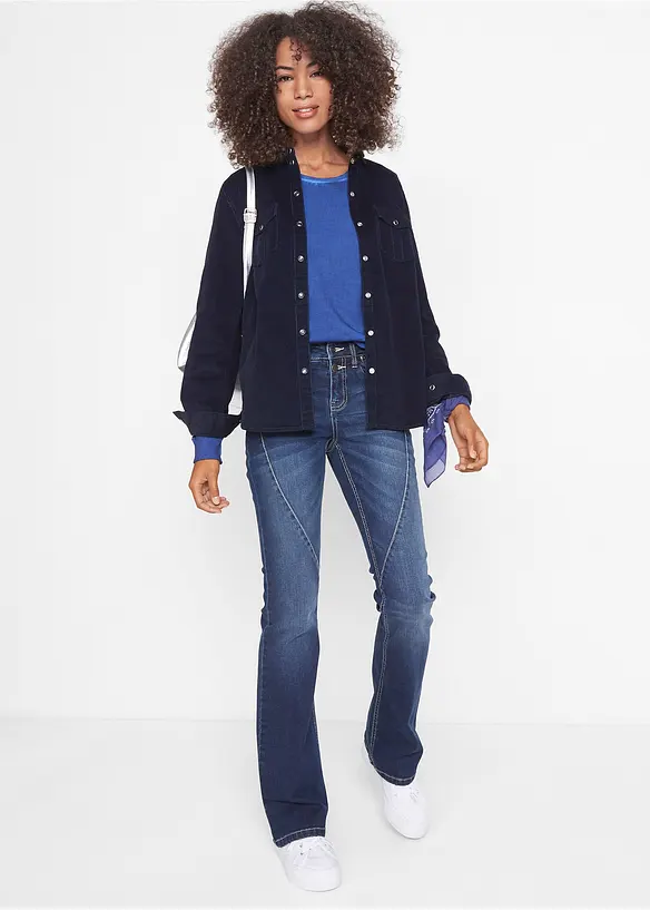 Bootcut džíny Mid Waist, strečové, bonprix