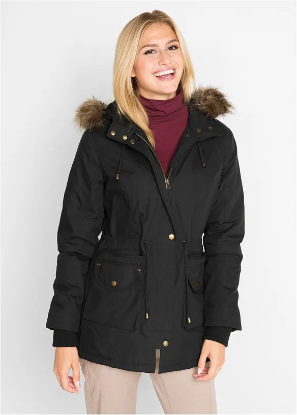 Krátká parka s umělou kožešinou, bpc bonprix collection