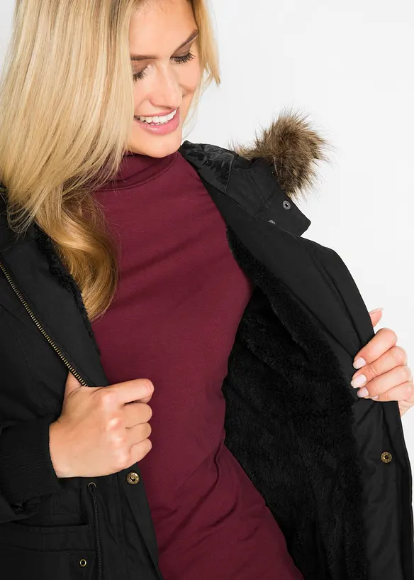 Krátká parka s umělou kožešinou, bpc bonprix collection