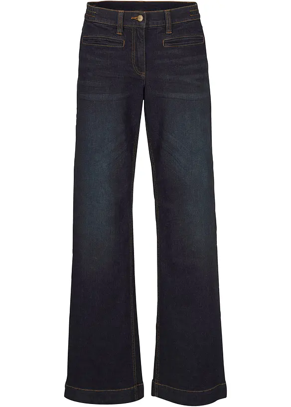 Džíny, Wide Leg, Mid Waist, pohodlný pas, bonprix