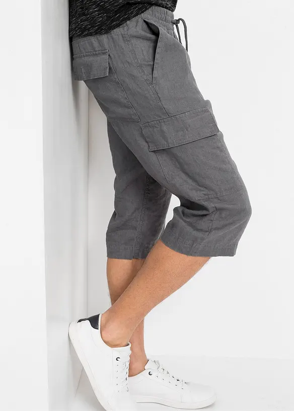 Cargo bermudy se lnem, Regular Fit, bonprix