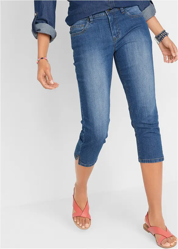 Džíny Slim Fit, Mid Waist, zkrácené, bonprix