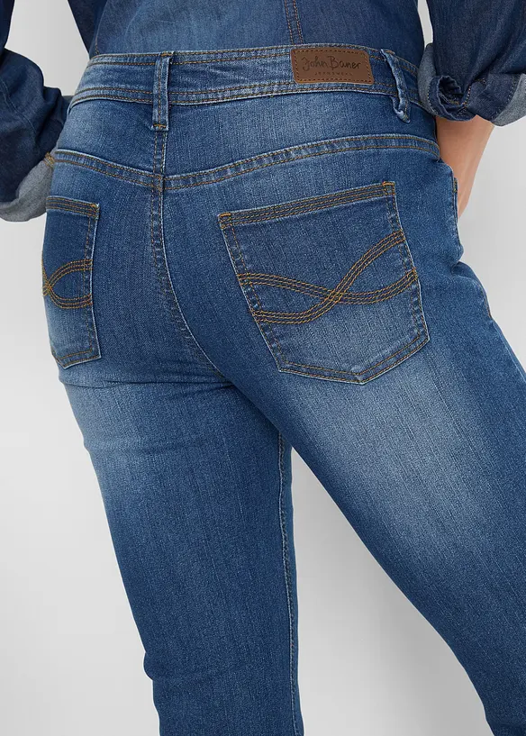 Džíny Slim Fit, Mid Waist, zkrácené, bonprix