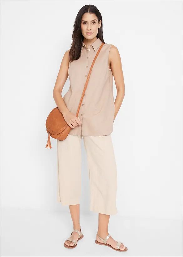 Lněné kalhoty Culotte, délka po lýtka, bonprix