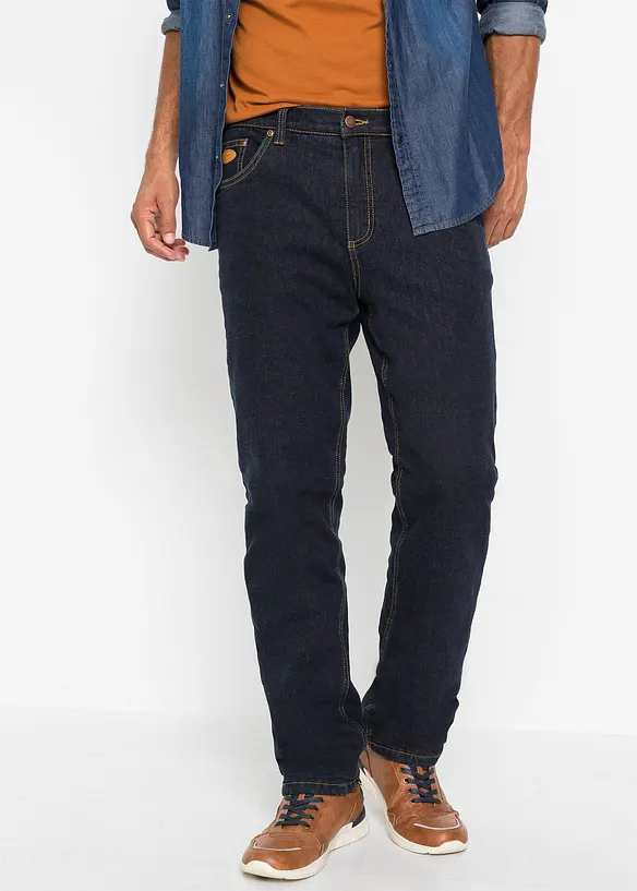 Strečové termo džíny Straight s hřejivou flísovou podšívkou, Classic Fit, bonprix