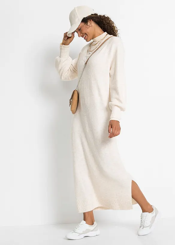 Oversize pletené šaty v délce midi, bonprix