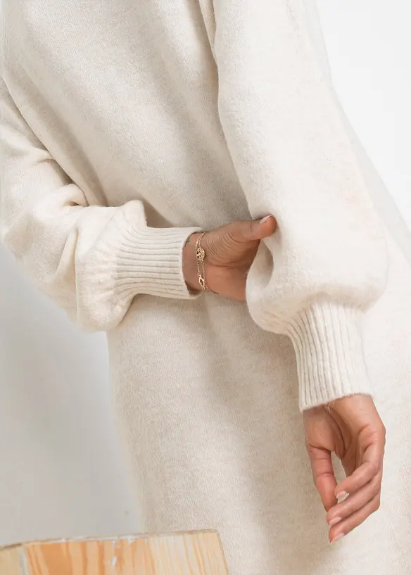 Oversize pletené šaty v délce midi, bonprix