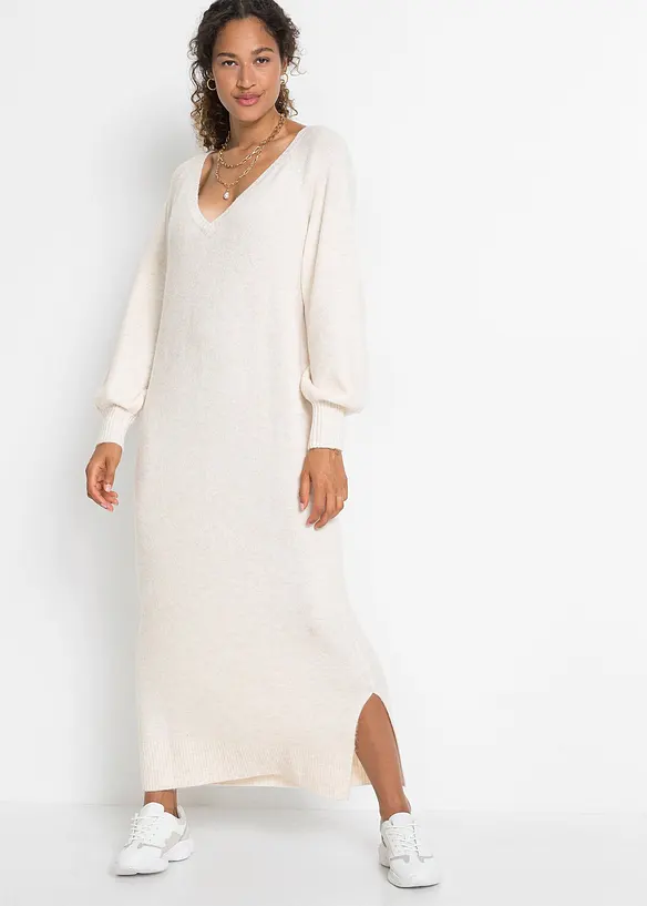 Oversize pletené šaty v délce midi, bonprix