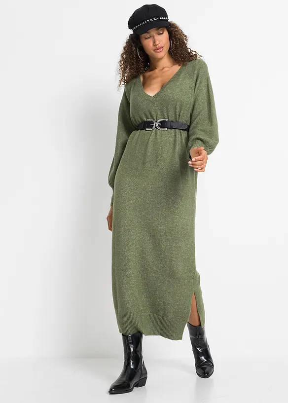 Oversize pletené šaty v délce midi, bonprix