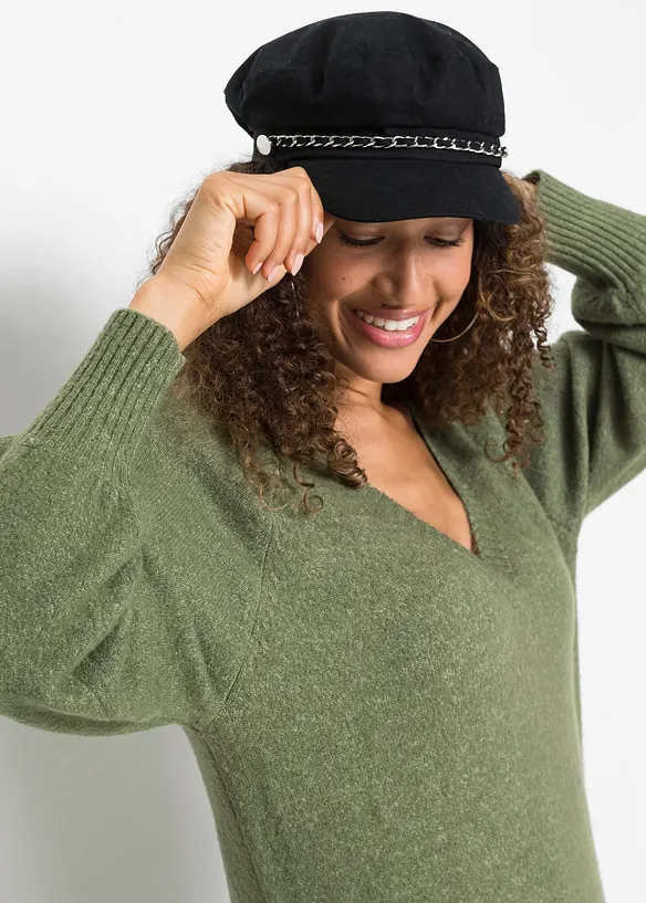 Oversize pletené šaty v délce midi, bonprix