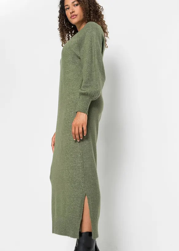 Oversize pletené šaty v délce midi, bonprix