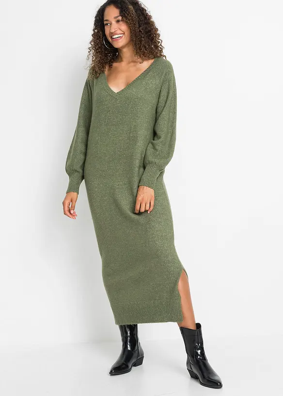 Oversize pletené šaty v délce midi, bonprix