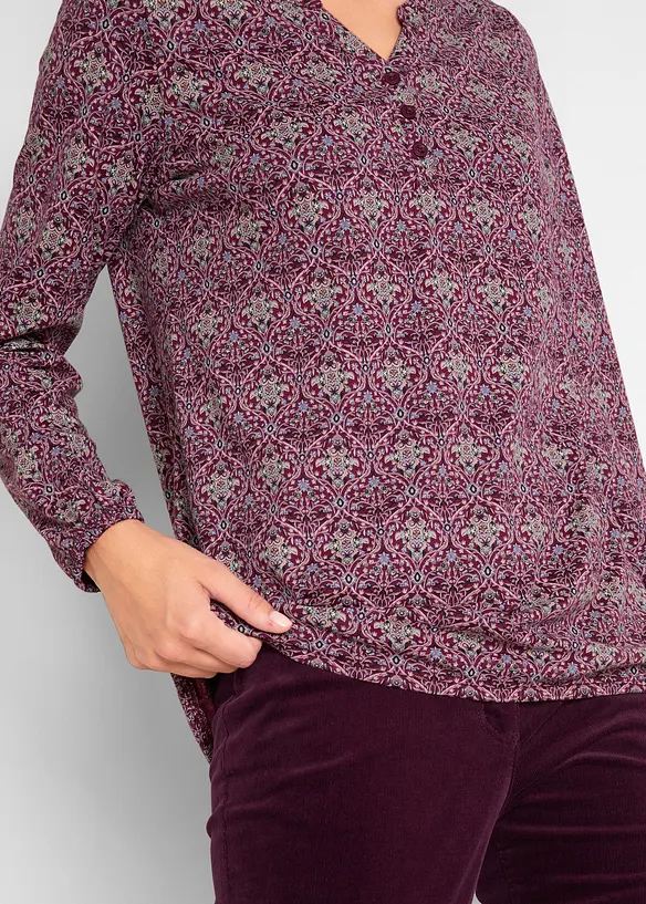 Potištěné triko s Henley límečkem, dlouhý rukáv, bonprix