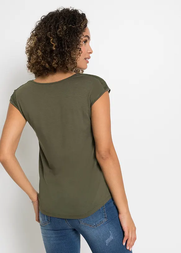 Tričko s krajkovou vsadkou, bonprix