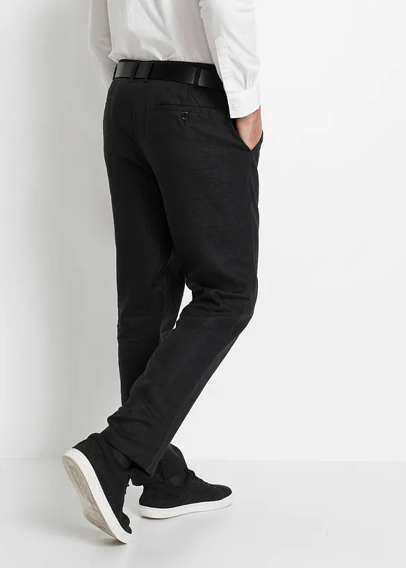 Chino kalhoty Regular Fit, Straight, z čistého lnu, bonprix