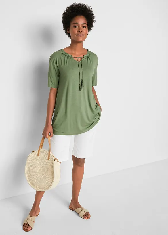 Dlouhé triko z viskózové směsi, bonprix