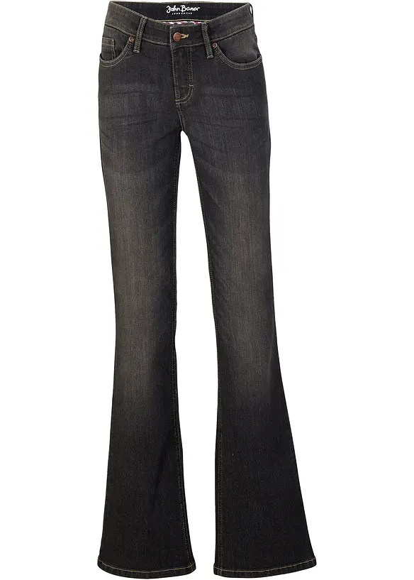 Bootcut džíny Mid Waist, strečové, bonprix