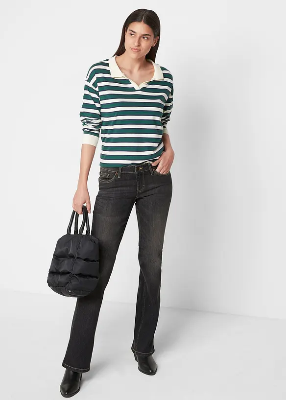 Bootcut džíny Mid Waist, strečové, bonprix