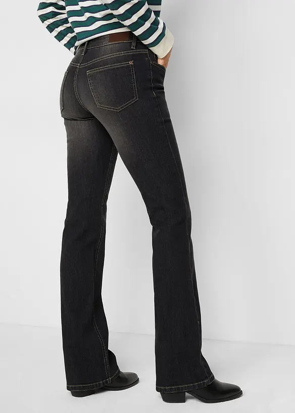 Bootcut džíny Mid Waist, strečové, bonprix