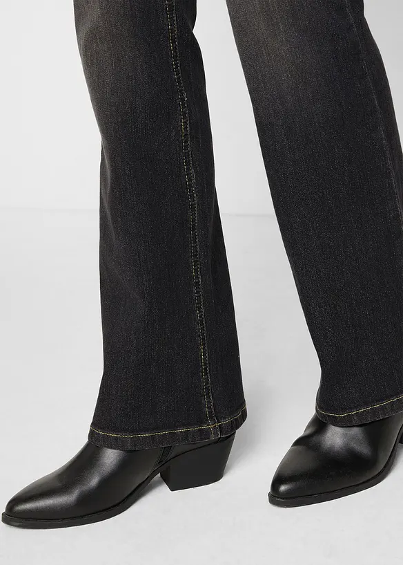 Bootcut džíny Mid Waist, strečové, bonprix