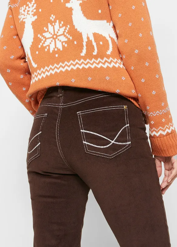 Strečové manšestrové kalhoty Slim Fit, bonprix