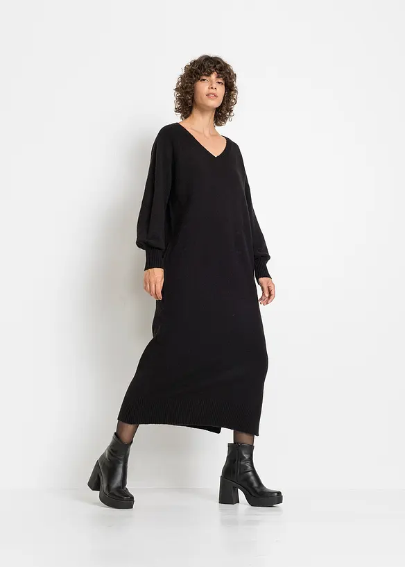 Oversize pletené šaty v délce midi, bonprix