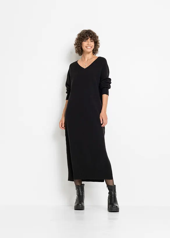Oversize pletené šaty v délce midi, bonprix