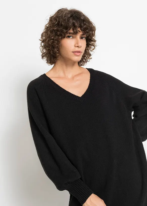 Oversize pletené šaty v délce midi, bonprix