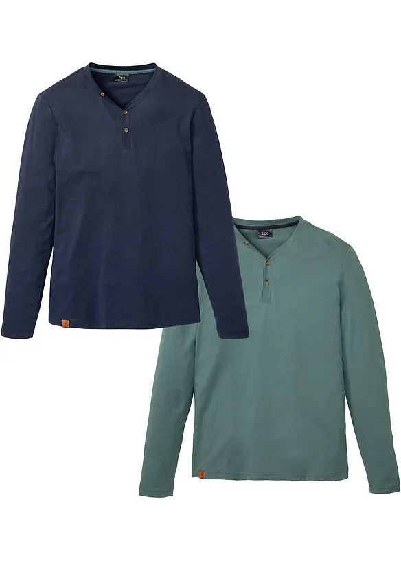 Henley triko (2 ks v balení), bonprix