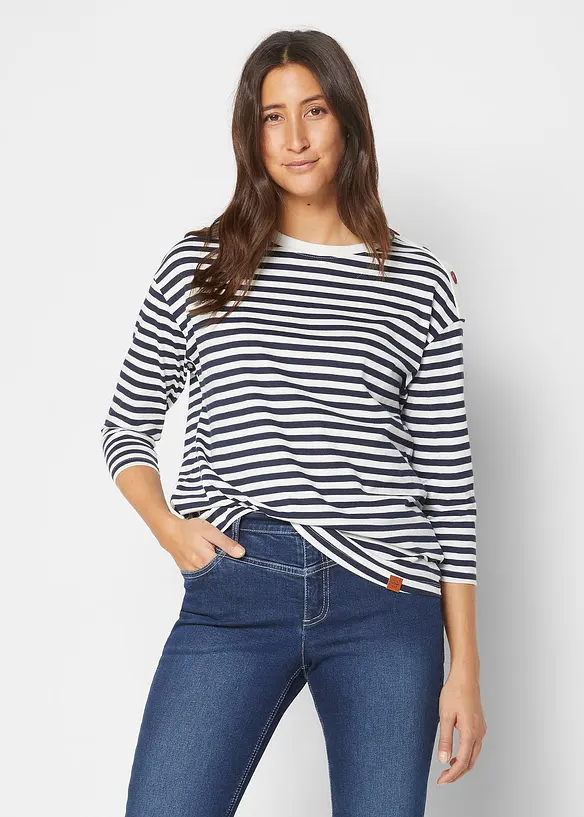 Oversized triko s knoflíky, dlouhý rukáv, bonprix