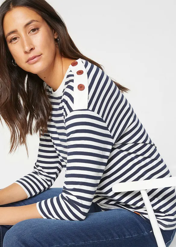 Oversized triko s knoflíky, dlouhý rukáv, bonprix