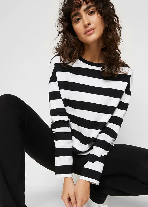 Triko s dlouhým rukávem, z čistě bavlněného interlocku, bonprix