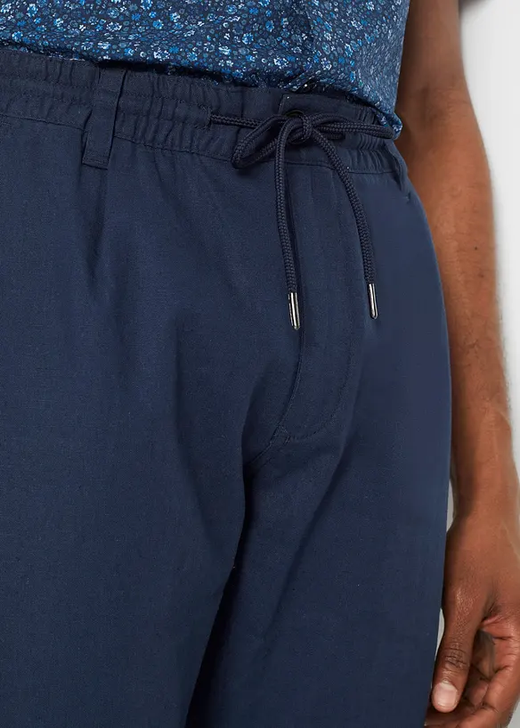 Kalhoty bez zapínání, ze vzdušné směsi se lnem, Relaxed Fit, Straight, bonprix