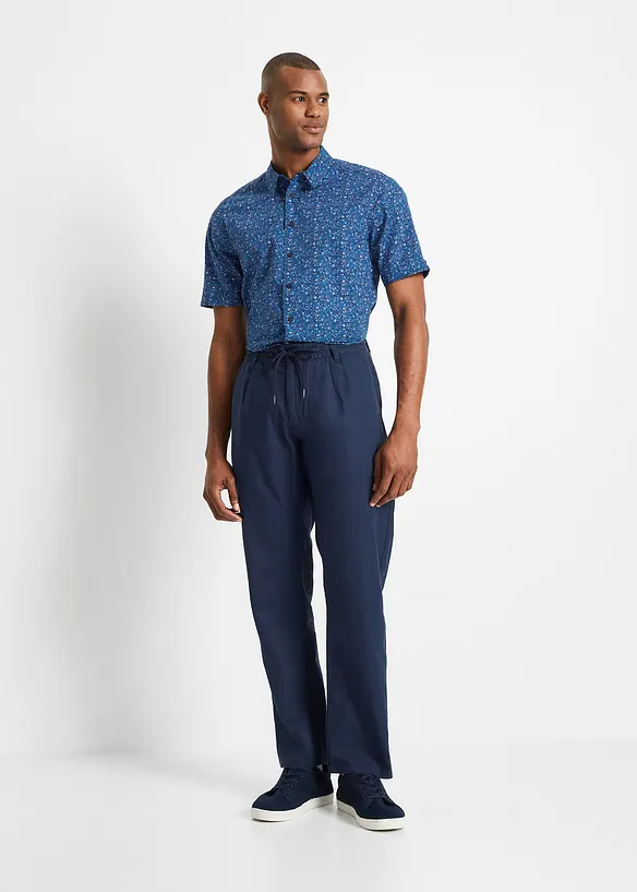 Kalhoty bez zapínání, ze vzdušné směsi se lnem, Relaxed Fit, Straight, bonprix