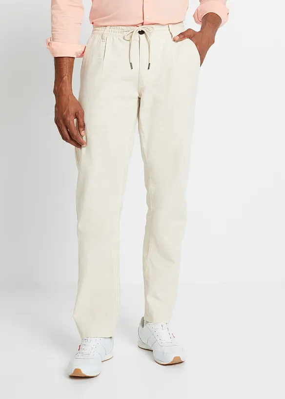 Kalhoty bez zapínání, se lnem, Relaxed Fit, Straight, bonprix