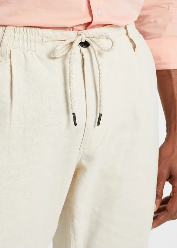 Kalhoty bez zapínání, se lnem, Relaxed Fit, Straight, bonprix