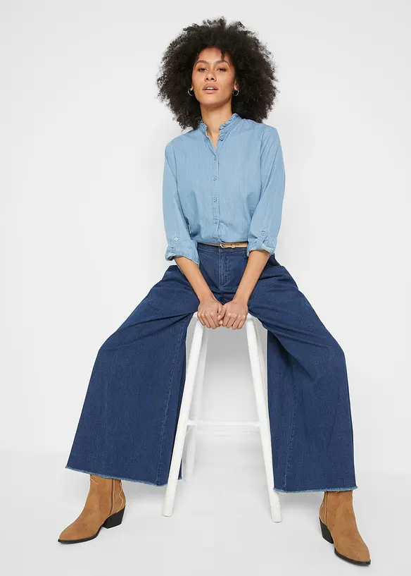 Kalhotová džínová sukně Wide Leg, bonprix