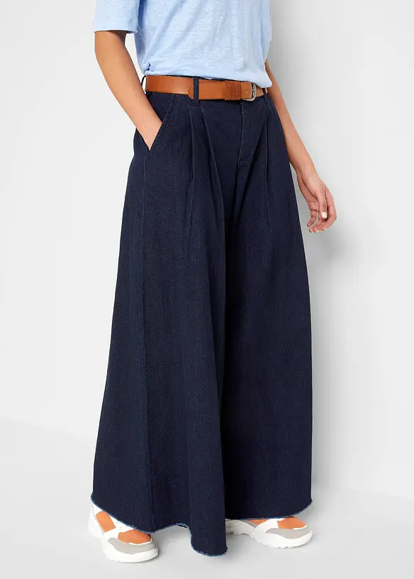 Kalhotová džínová sukně Wide Leg, bonprix