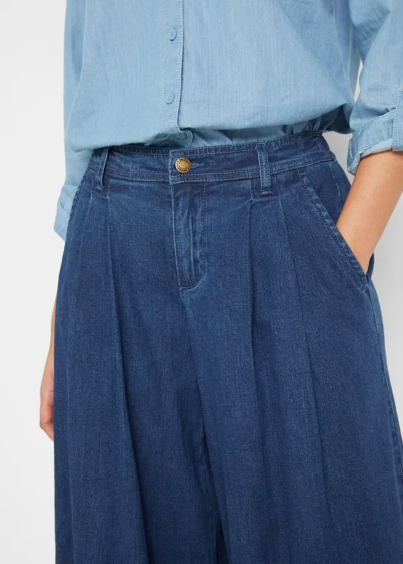 Kalhotová džínová sukně Wide Leg, bonprix