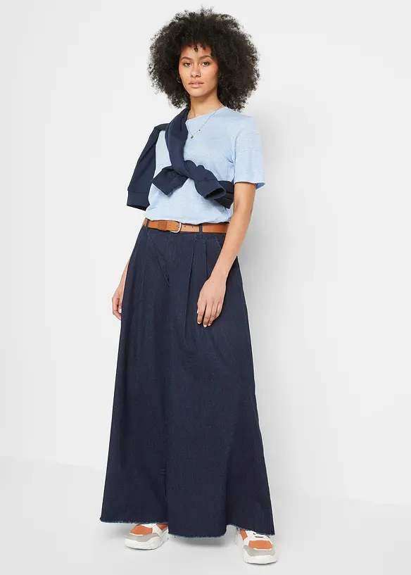 Kalhotová džínová sukně Wide Leg, bonprix