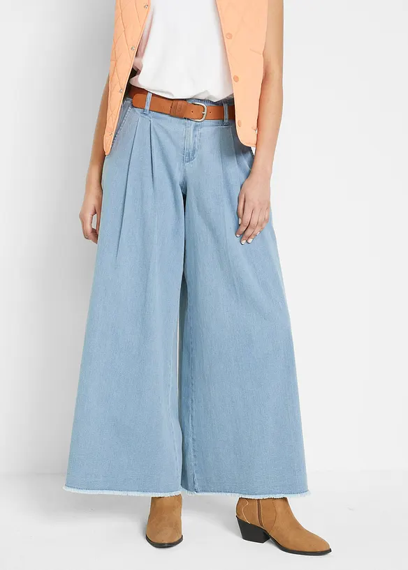 Kalhotová džínová sukně Wide Leg, bonprix