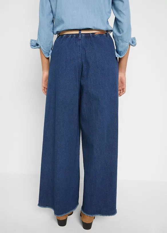 Kalhotová džínová sukně Wide Leg, bonprix