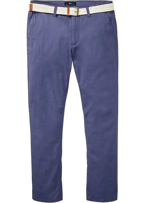 Chino kalhoty s pohodlným pasem a opaskem, Regular Fit, Straight, bonprix
