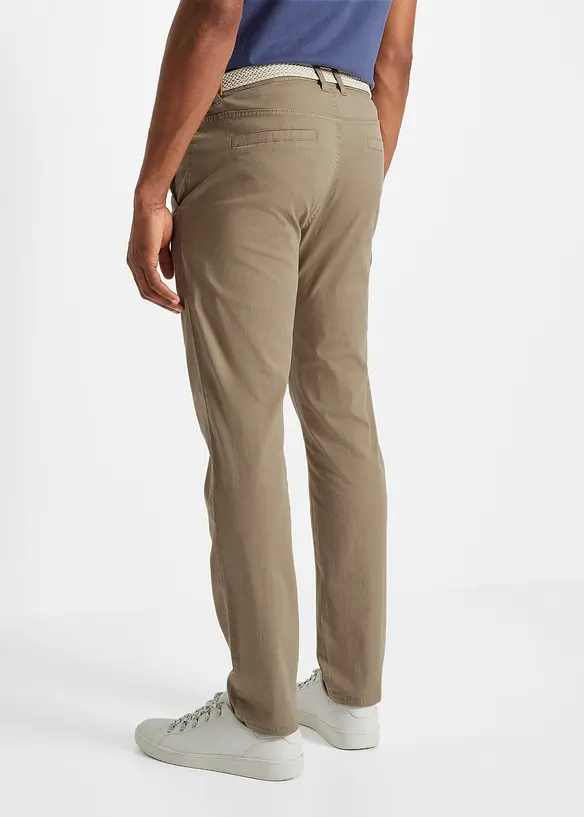 Chino kalhoty s pohodlným pasem a opaskem, Regular Fit, Straight, bonprix