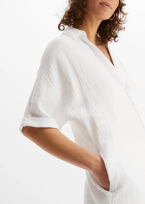 Dlouhá oversize halenka z bavlněného mušelínu, bonprix